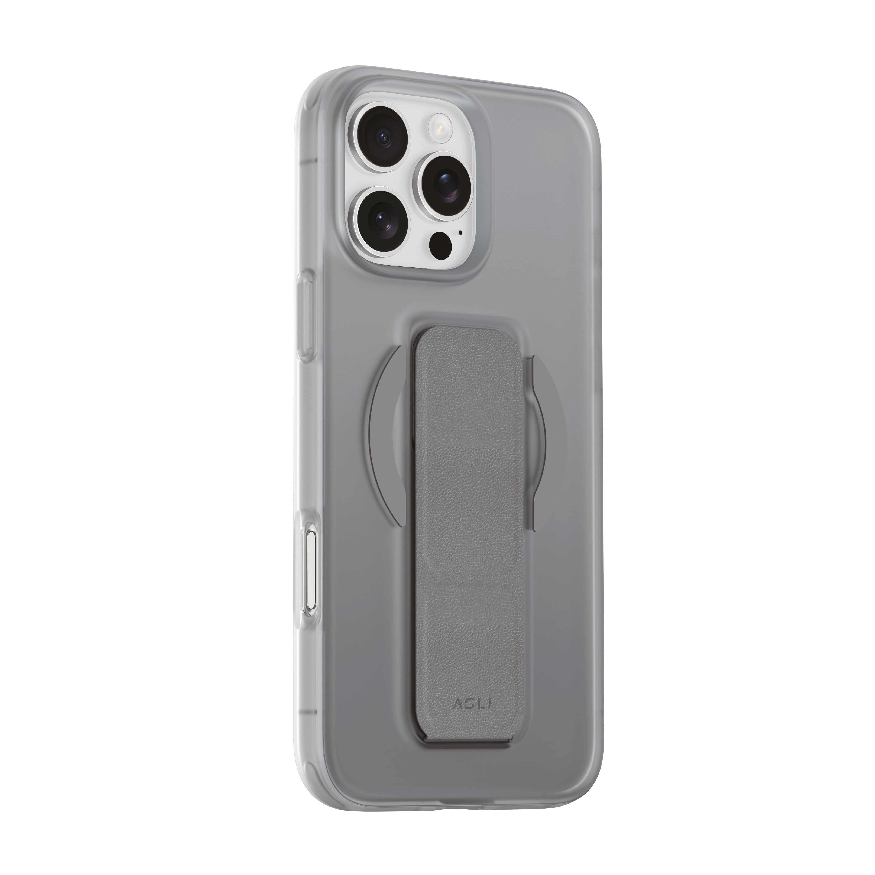 Asli Global Gravitas iPhone 16 Pro Max MagLeather MagSafe With Grip & Stand Case|Gray Asli Global Gravitas iPhone 16 Pro Max MagLeather MagSafe With Grip & Stand Case|Gray